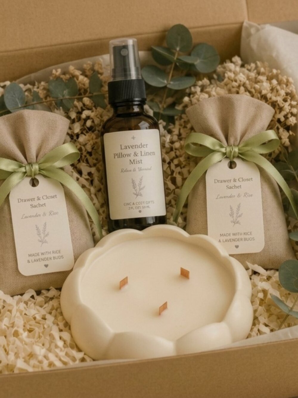 Housewarming Gift Box | Lavender Home Gift Set | Scallop Candle | New Home Gift